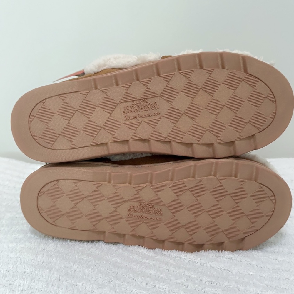 dearfoams Cream Sherpa Lace-Up Booties with Brown Suede Trim - Picture 11 of 12